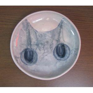 猫顔柄　丸皿　1　Bl｜nekogogo