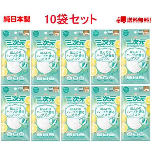 興和 三次元マスク グレープフルーツの香り 少し小さめサイズ 5枚入 ほんのりハーブが香るマスク 日...