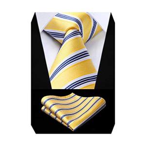 [Enlision] 結婚式 黄色 ネクタイ ポケットチーフ メンズ フォーマル ネクタイ ストライプ 就活用 ネクタイ かわいい｜nekoneko39