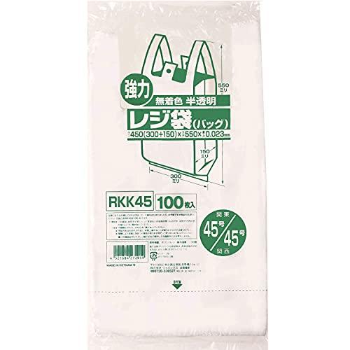 ジャパックス レジ袋 45号 (西日本45号) 100枚入 無着色半透明 0.023mm