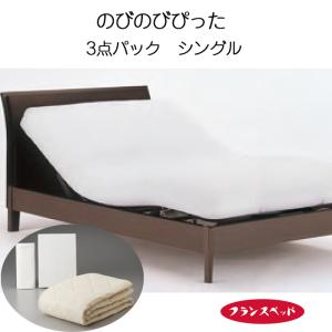 フランスベッド のびのびぴった 3点パック シングル ベットシーツ 枕カバー 敷きパッド リクライニングベッド 日本製 0357911｜nekoronta