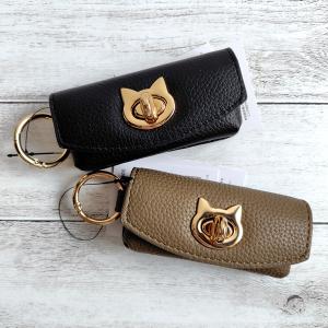 リップケース　 リップポーチ　リップホルダー　小物入れ catツイストロックミニポーチチャーム　カラナビ付　口紅　リップクリーム