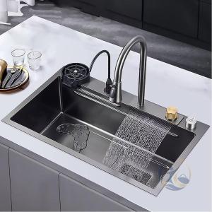 キッチンシンク 新しい ステンレススチール ウォーターフォール シンク 感動人生 バーシンク 304 カップワッシャー 付き ドロップ インま キッチン 調理