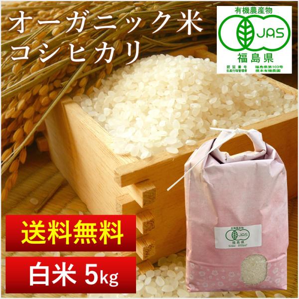 【令和５年産新米】JAS有機栽培米　コシヒカリ（白米） 送料無料 ５ｋｇ　農家直送　