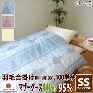 羽毛 合掛け布団 ポーランド産 440dp セミシングル 綿100% マザーグース 95% 立体キルト ブラック 100単糸 シャーロットII 140×190 0.5kg 日本製 送料無料｜nemurihime