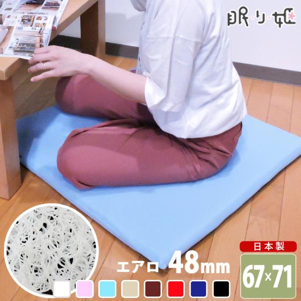 座布団 大判 67×71cm 高反発 エアロ 日本製 水洗い可能 通気性 ダブルラッセル 体圧分散 ...