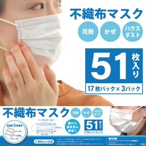 マスク  51枚 50枚+1枚 送料無 50枚入り箱安い 使い捨て 最安値 不織布 男女兼用 ウィルス対策 飛沫 ホワイト 白 3層 花粉症 在庫あり