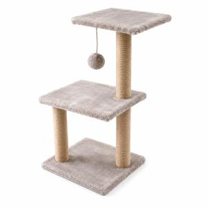 キャットタワー 高さ90cm ベージュ 据え置き ネコハウス コンパクト