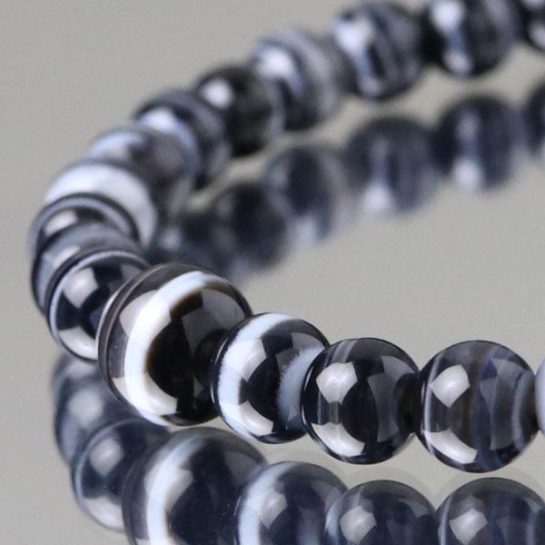 数珠ブレスレット 約6ミリ 黒縞瑪瑙