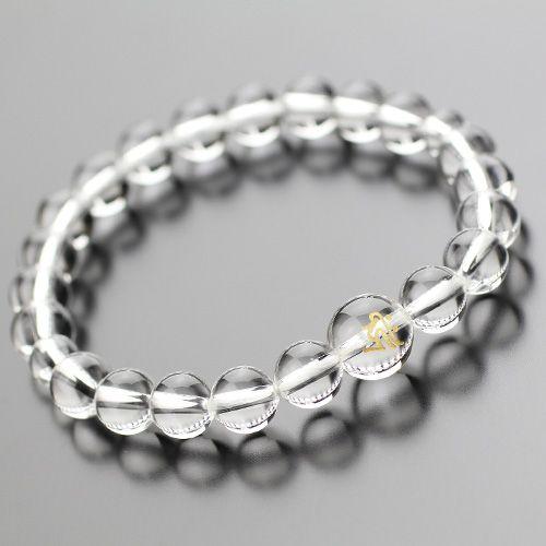 パワーストーン　数珠ブレスレット　守り本尊梵字彫り（約10ミリ・本水晶） 約8ミリ　本水晶　腕輪念珠...