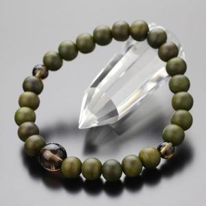 数珠ブレスレット 約8ミリ 緑檀（生命樹） 茶水晶｜nenjyu