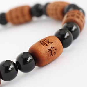 俵型 般若心経彫り 白檀(インド産)オニキス ブレスレット ...