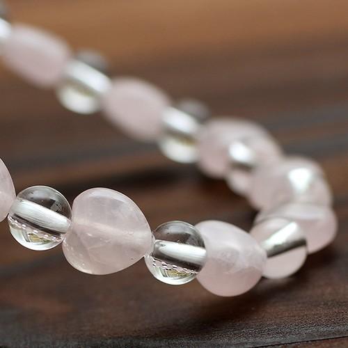 パワーストーン ブレスレット ハート型 ローズクォーツ 本水晶 レディース 天然石