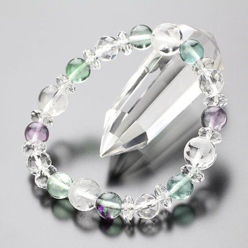約10ミリ水晶・四神獣ブレスレット　約8ミリ　フローライト　カット水晶 そろばんカット水晶　天然石ブ...
