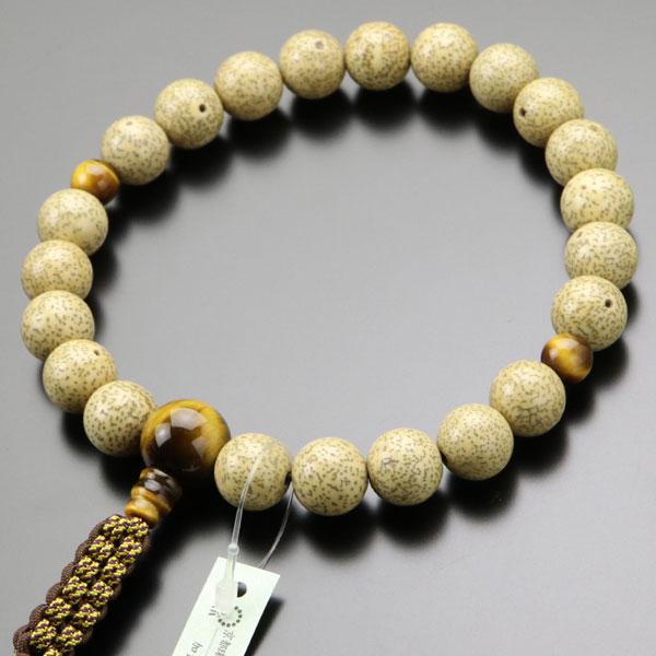 ≪特別価格≫浄土真宗 数珠 男性用 22玉 星月菩提樹 虎目石 紐房 数珠袋付き