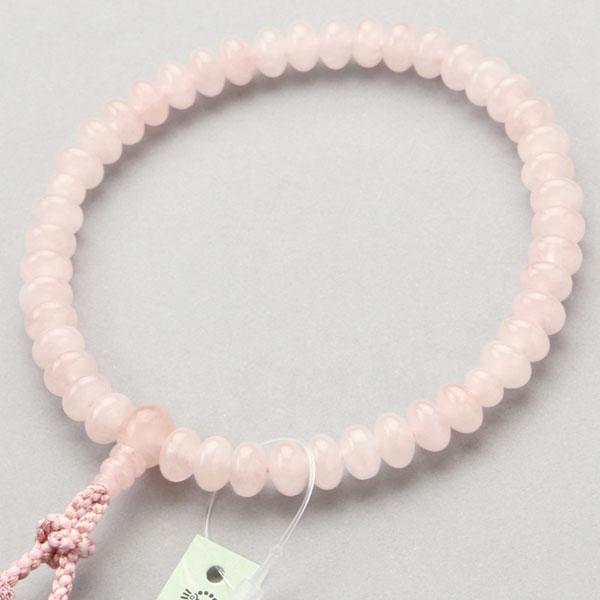 ≪特別価格≫数珠 女性用 みかん玉 ローズクォーツ 正絹2色房 数珠袋付き