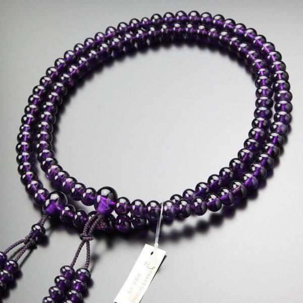 ≪現品お届け！≫ 鑑別書付き 真言宗 数珠 男性用 尺三 みかん玉 4A´ 紫水晶 梵天房 108玉...