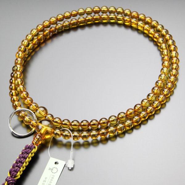 鑑別書付き 曹洞宗 数珠 男性用 尺二 5A´ 本琥珀（天然） 紐房 京念珠 108玉 数珠袋付き