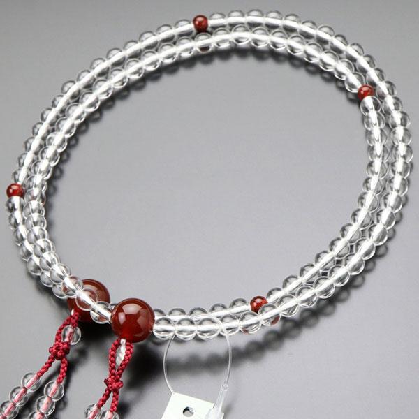 真言宗 数珠 男女兼用 尺寸 本水晶 瑪瑙 正絹梵天房 数珠袋付き