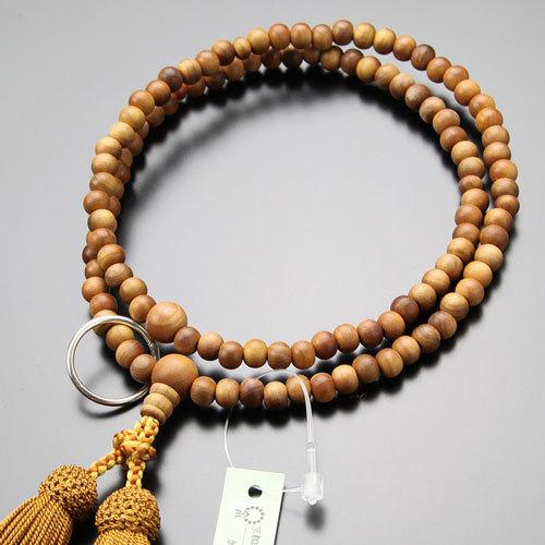 曹洞宗 数珠 女性用 8寸 白檀（インドネシア産） 正絹房 数珠袋付き