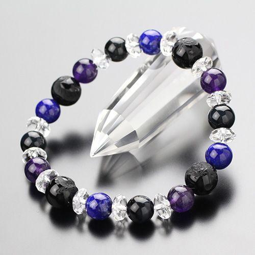 約10ミリオニキス・四神獣ブレスレット　約8ミリ　アメジスト・ラピス・ホークスアイ　平切子水晶　天然...