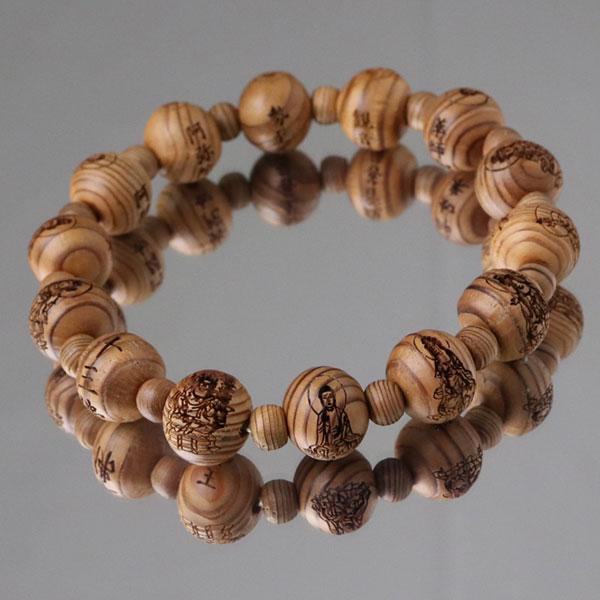 十三佛（お姿彫り）ブレスレット 屋久杉