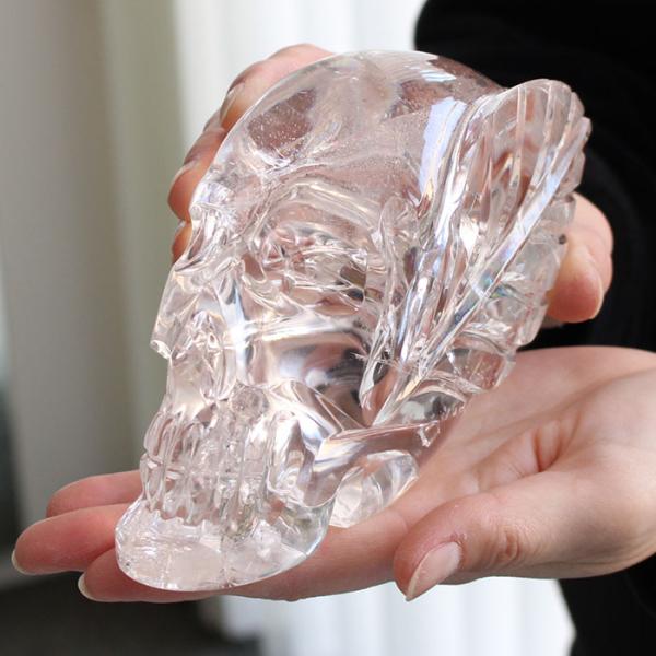 【現品お届け！】レムリアン水晶 リーフスカル カービング 約951g