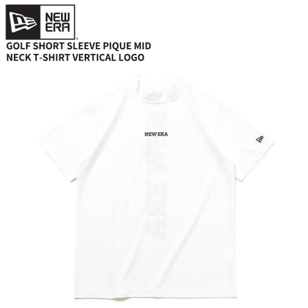 ニュー エラ NEW ERA 半袖 鹿の子 ミッドネック Tシャツ Vertical Logo ホワ...
