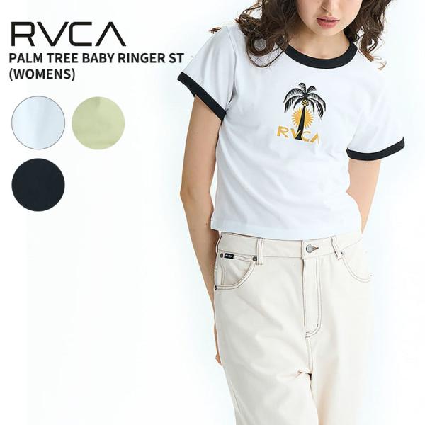 ルーカ レディース 半袖Tシャツ Tシャツ RVCA PALM TREE BABY RINGER S...