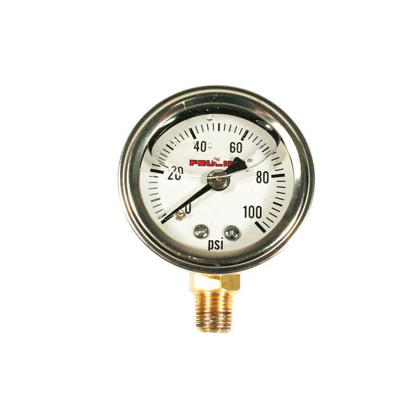 １００ＰＳＩ　オイルプレッシャーゲージ　ボトムポート　ホワイト