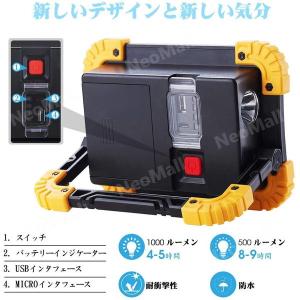 ワークライト LED 充電式 ポータブル ワー...の詳細画像1