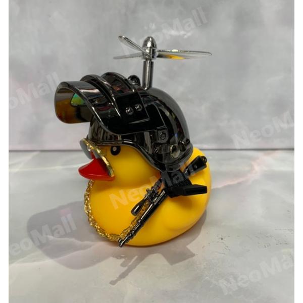 ヘルメット アヒル サングラス ネックレス 光るアヒル ちょいワル メタルブラック 自転車 プロペラ...