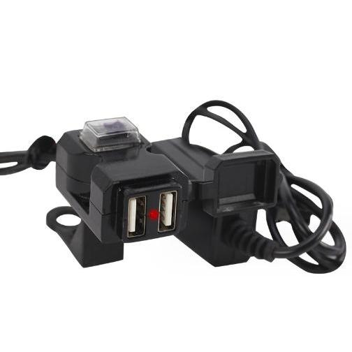 バイク用 USB電源 2ポート 防水 ハンドル ミラー 取り付け スマホ 携帯 充電 給電 バッテリ...