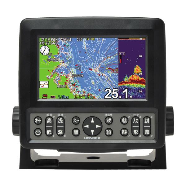 ホンデックス HE-601GPIII GPSアンテナ内蔵 5型ワイド GPS 300W 200kHz...