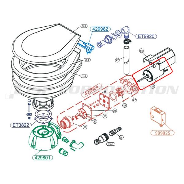 TMC(ティーエムシー) モーター12V マリントイレ用 補修部品 電動トイレ用 15420M-12
