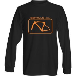 Santillo Cicli メンズ長袖Tシャツ黒　プリントカラー：オレンジ　サンティッロ　サンティッロチクリ｜nepdstore