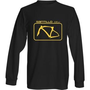 Santillo Cicli メンズ長袖Tシャツ黒　プリントカラー：イエロー　サンティッロ　サンティ...