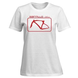 Santillo Cicli レディースTシャツ白　プリントカラー：レッド　サンティッロ　サンティッ...