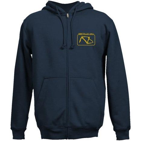 Santillo Cicli メンズ長袖パーカー ネイビー　刺繍カラー：イエロー　サンティッロ　サン...