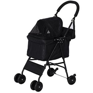アイリスプラザ 折り畳み ミニペットカート 4輪 ブラック ペット用