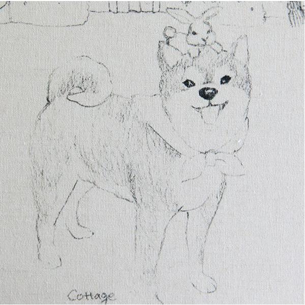 ( リネン ) スケッチまめしば  リネン │ 【 商用利用可 】【 手作り 手芸 動物柄 犬柄 柴...