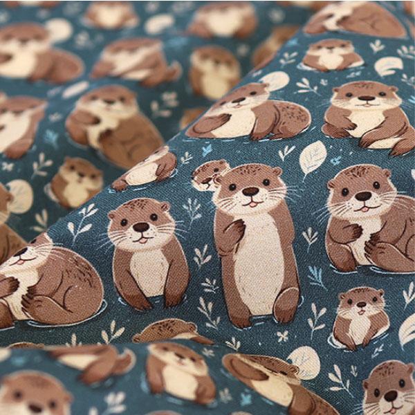 ( コットン ) カワウソの仲間たち コットン |  OEKO-TEX(R)認証の生地【 抗菌防臭加...