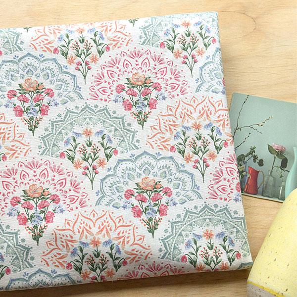 ( リネン ) マンダラ パッチ リネン │ 大幅142cm　【 商用利用可 】 【 手作り 手芸 ...