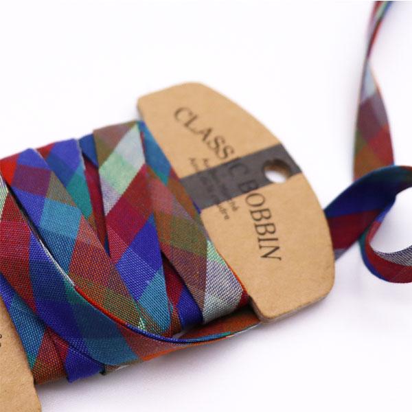 ( バイアステープ ) no.0 レッド＆ブルーチェック1cmバイアステープ 【 商用利用可 】