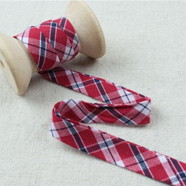 ( バイアステープ ) no.2 レッド&amp;ネイビー チェック1cmバイアステープ  【 商用利用可 ...