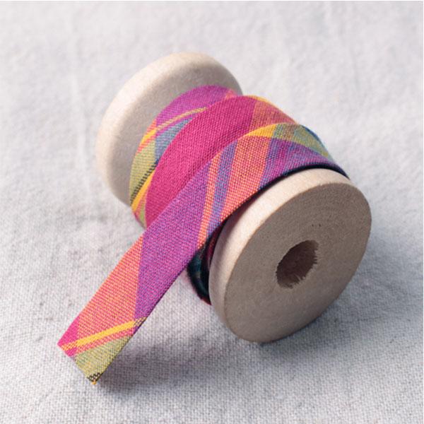 ( バイアステープ ) no.6 パープル＆ワイン チェック1cmバイアステープ  【 商用利用可 ...