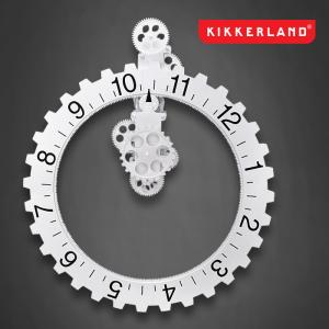 キッカーランド 壁掛け時計 時計 KIKKERLAND SILVER BIG WHEEL WALL CLOCK 1706 ウォールクロック クロック メタル調 インテリア ミッドセンチュリー モダン｜nest001