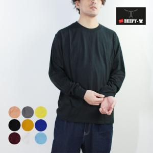 ヘインズ 長袖Tシャツ ロンT Hanes BEEFY-T LONG SLEEVE T-SHIRTS 5186/5187/5188 Royal Yellow Gold Blue Sand Orange Grey White Black Maroon｜nest001