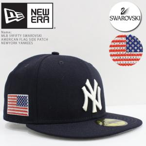 ニューエラ 帽子 キャップ NEWERA  MLB 59FIFTY SWAROVSKI AMERICAN FLAG SIDE PATCH NEWYORK YANKEES Navy スワロフスキー フラッグサイドパッチ