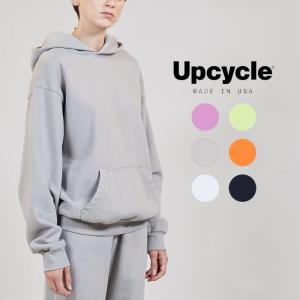 アップサイクル フーディー パーカー Upcycle LOCKUP HOODIE UNISEX ORGANIC PULLOVER HOODIE Black White Mango Grey Lime Ultraviolet ヘビーウェイト｜nest001